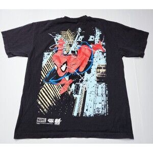 HUF x Marvel Spiderman Black Tee Size Large Todd McFarlane Comic Art Skate EUC